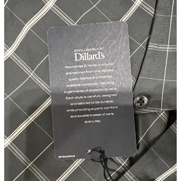 Roundtree & Yorke Button Down Shirt Mens XL Long Sleeve 80s Two-Ply Fabric, Grey - Picture 6 of 13